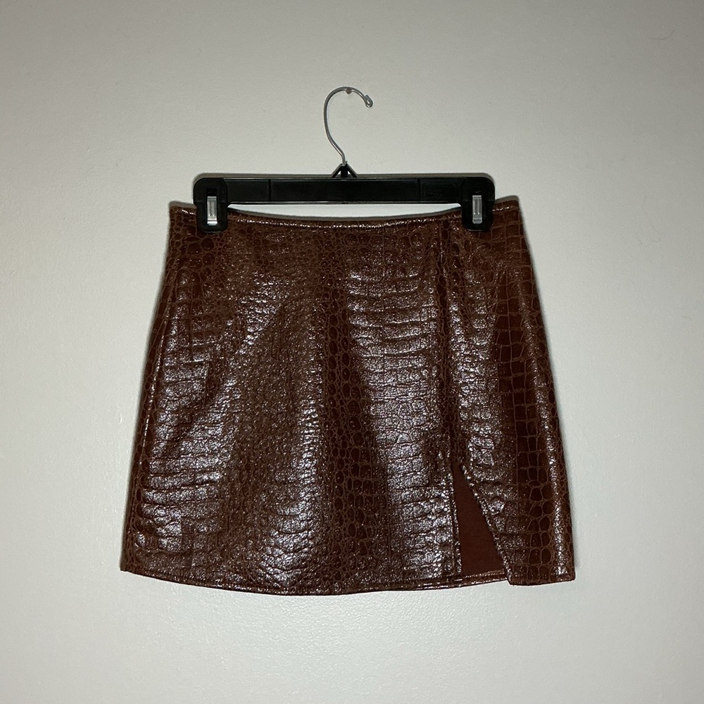 Motel Rocks Chocolate Croc Mini Skirt